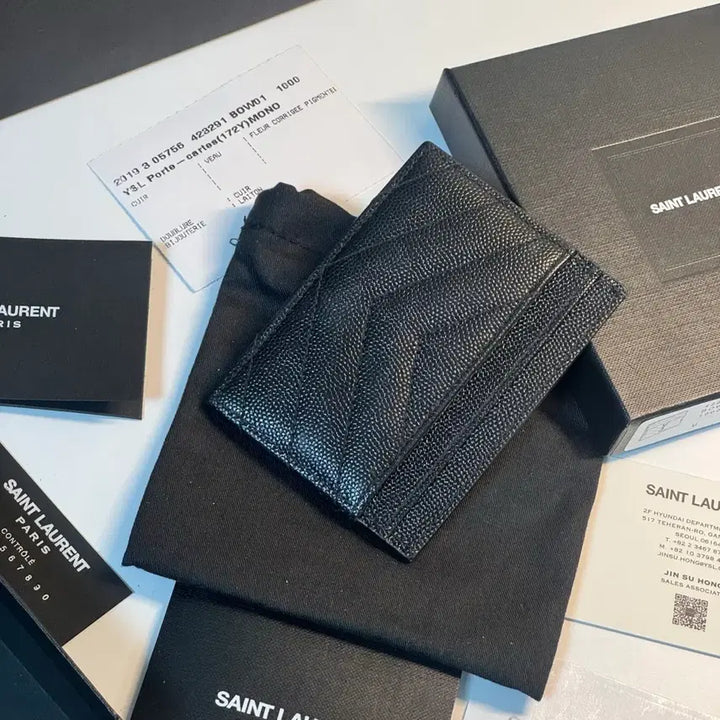 [BUNJANG] Saint Laurent Monogram Card Holder Black Gold Logo / [풀박스/정품]생로랑 카드지갑 모노그램 금장
