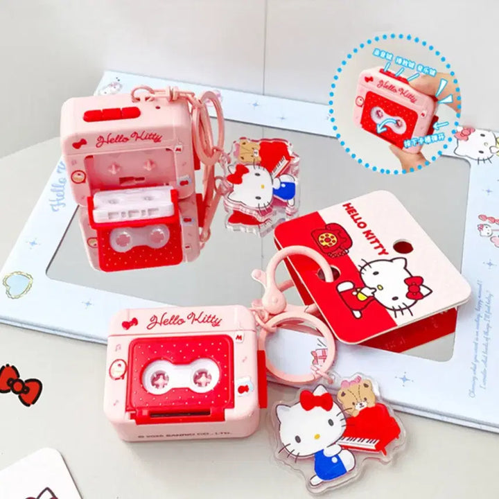 [BUNJANG] Hello Kitty Cassette Tape Voice Recorder Keychain / 헬로키티 녹음기 카세트 플레이어 키링 산리오 가챠 피규어