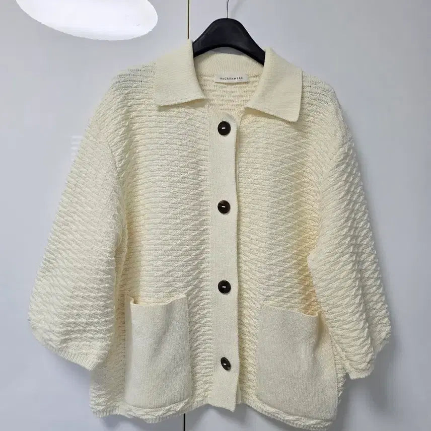 [BUNJANG] The Cashmere Cream Cotton Knit Cardigan Jacket / 더 캐시미어 면가디건 자켓(한섬타임랑방)