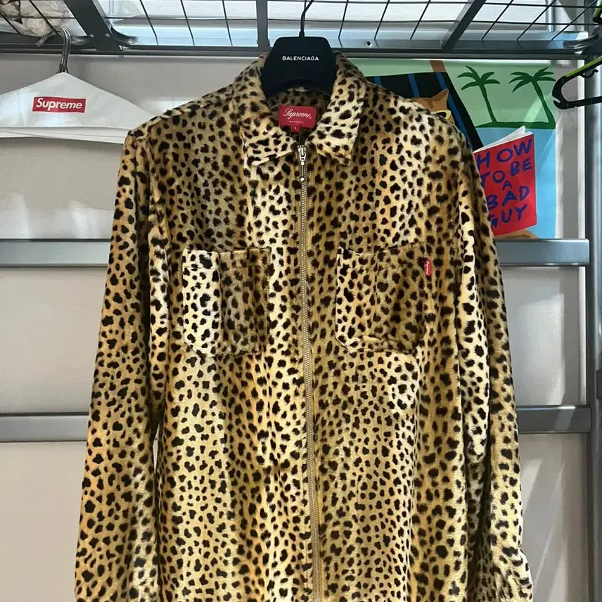 [BUNJANG] Supreme Cheetah Print Zip-Up Shirt FW17 / [L] 슈프림 치타 파일 집 업 셔츠 fw17