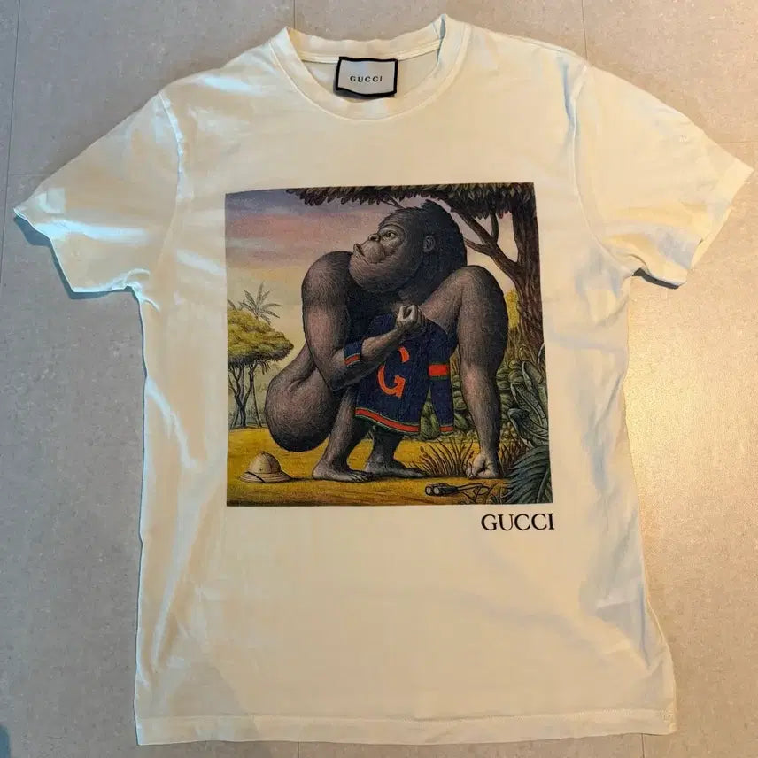 [BUNJANG] Gucci Gorilla Print Short Sleeve T-Shirt / 가격최종~구찌 고릴라 프린팅 반팔 티셔츠