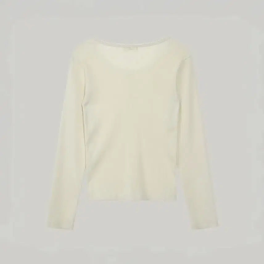 [BUNJANG] Poet Seoul Lace Long-Sleeved Button T-Shirt (Cream) / [포에트 서울] 레이스 롱슬리브드 버튼 티셔츠 (cream)