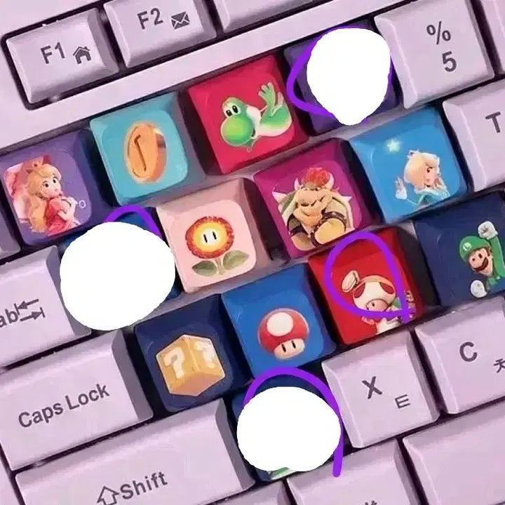 [BUNJANG] Super Mario Keycap Set (Luigi, Coin, Flower, Mushroom) for Sale/Trade / gs슈퍼 마리오 키캡(루이지 코인 쿠파주니어) 판매
