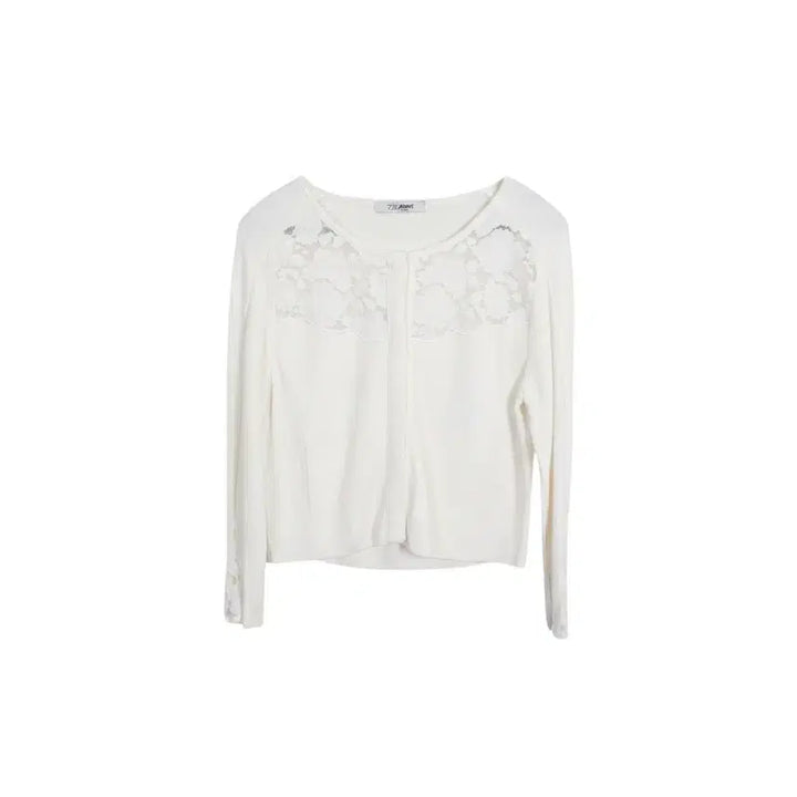 [BUNJANG] Juke Ivory Lace Collarless Jacket / 여성90/ 주크 아이보리 레이스 노카라자켓