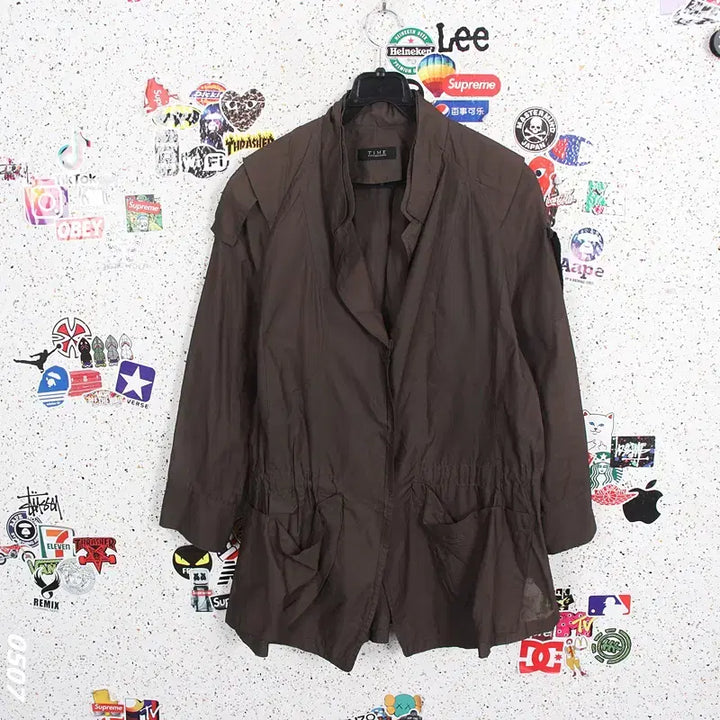 [BUNJANG] TIME Brown Poly Zip-Up Jacket / 여성44/ 타임 브라운 폴리 집업자켓