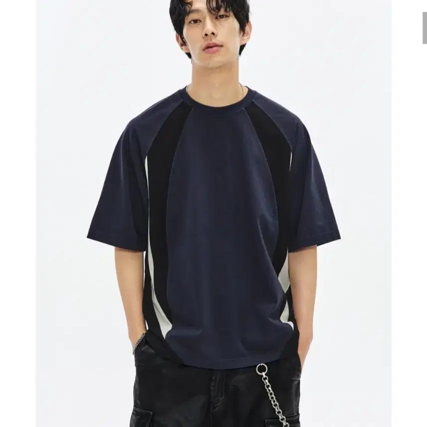 [BUNJANG] Soverment Pigment Blockcore Short Sleeve T-Shirt Navy / 소버먼트 피그먼트 블록코어 반팔 네이비S