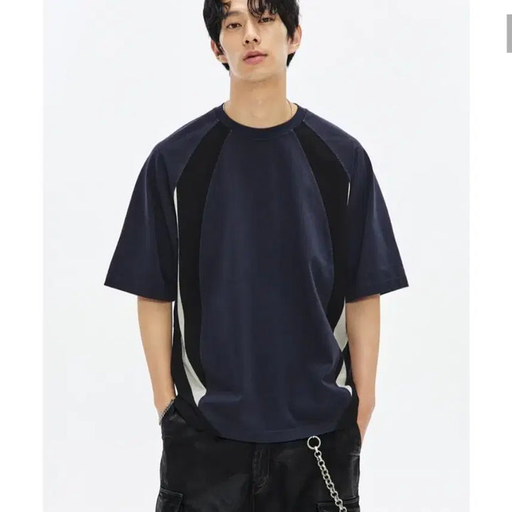 [BUNJANG] Soverment Pigment Blockcore Short Sleeve T-Shirt Navy / 소버먼트 피그먼트 블록코어 반팔 네이비S