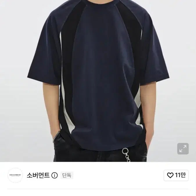 [BUNJANG] Soverment Pigment Blockcore Short Sleeve T-Shirt Navy / 소버먼트 피그먼트 블록코어 반팔 네이비S