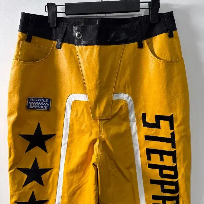 [BUNJANG] STEPPA Yellow Racing Embossing Long Pants / [Free] STEPPA 옐로우 레이싱 엠보싱 롱 팬츠