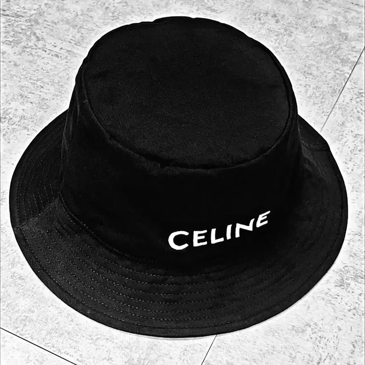 [BUNJANG] Celine Cotton Gabardine Embroidered Bucket Hat - Ultra Black (L) / [ L ] 셀린느 코튼 개버딘 자수 버킷햇 울트라 블랙