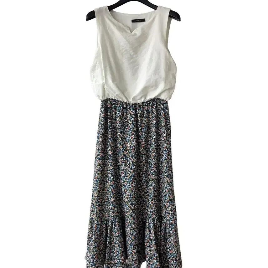 [BUNJANG] Sleeveless Color-Blocked Banded Dress / S/민소매 배색 밴딩 원피스