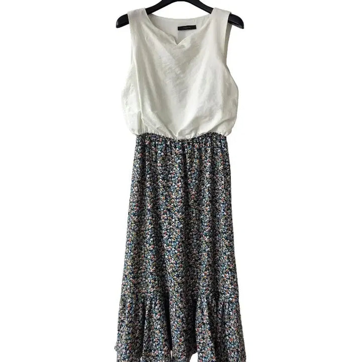 [BUNJANG] Sleeveless Color-Blocked Banded Dress / S/민소매 배색 밴딩 원피스