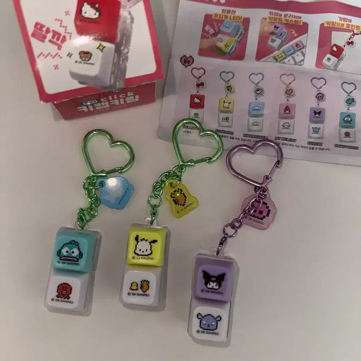 [BUNJANG] Sanrio LED Keycap Charm Set (Hangyodon, Pochacco, Kuromi) / 산리오 LED 키캡 키링 한교동 포차코 쿠로미