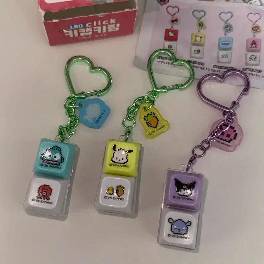 [BUNJANG] Sanrio LED Keycap Charm Set (Hangyodon, Pochacco, Kuromi) / 산리오 LED 키캡 키링 한교동 포차코 쿠로미