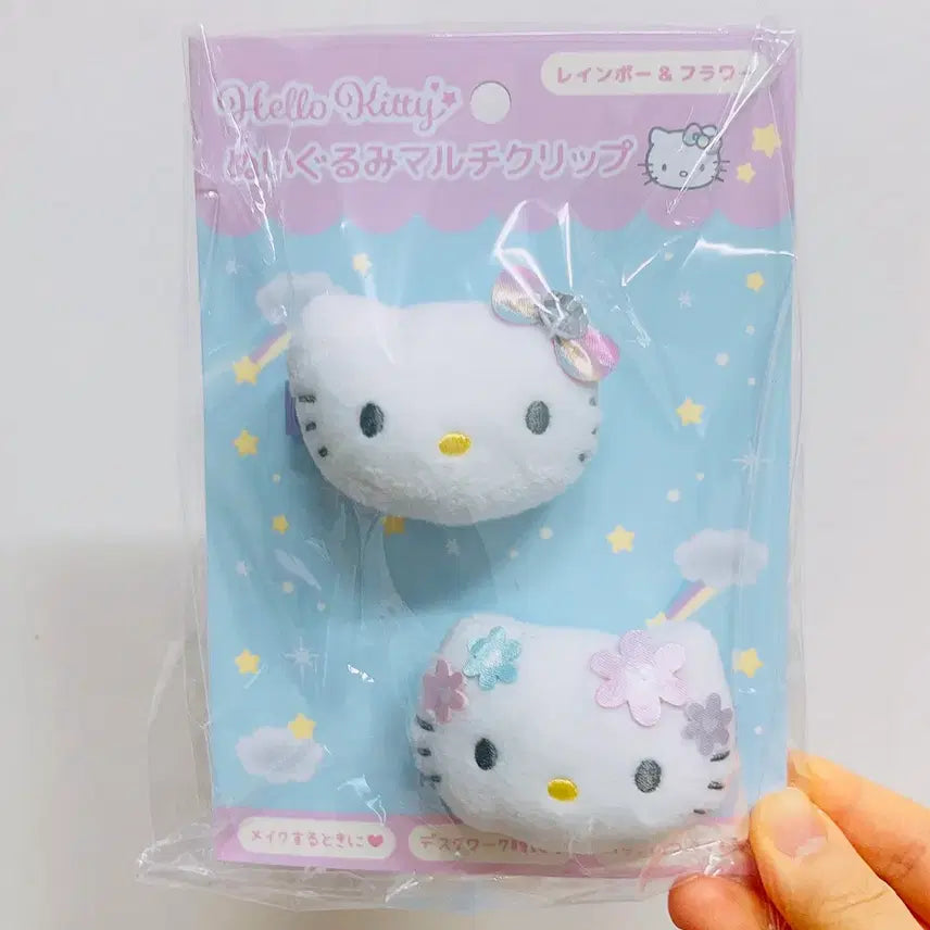 [BUNJANG] Sanrio Hello Kitty Doll Multi Clip Hair Clip Rainbow Flower / 헬로키티 인형 멀티클립 헤어클립 레인보우  플라워