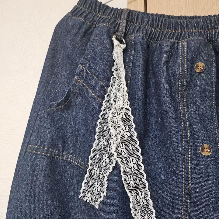 [BUNJANG] Soos Blue Denim Long Skirt / Soos 청 데님 롱 스커트