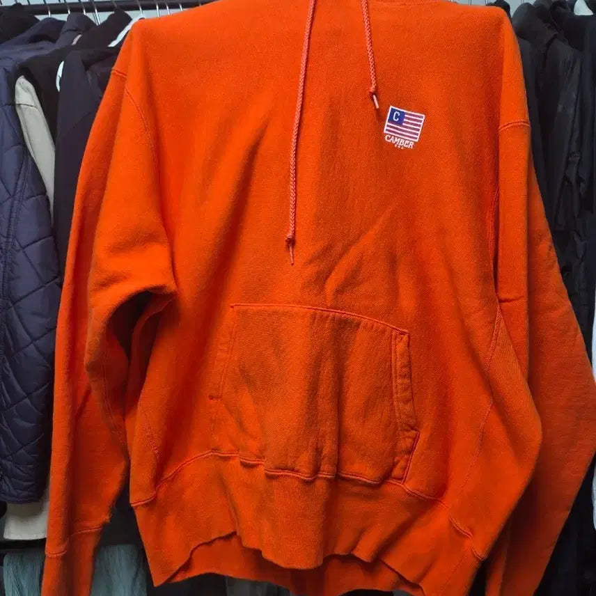 [BUNJANG] CAMBER x Covernat Orange Logo Hoodie / CAMBER 캠버 커버낫 오렌지색 후드티