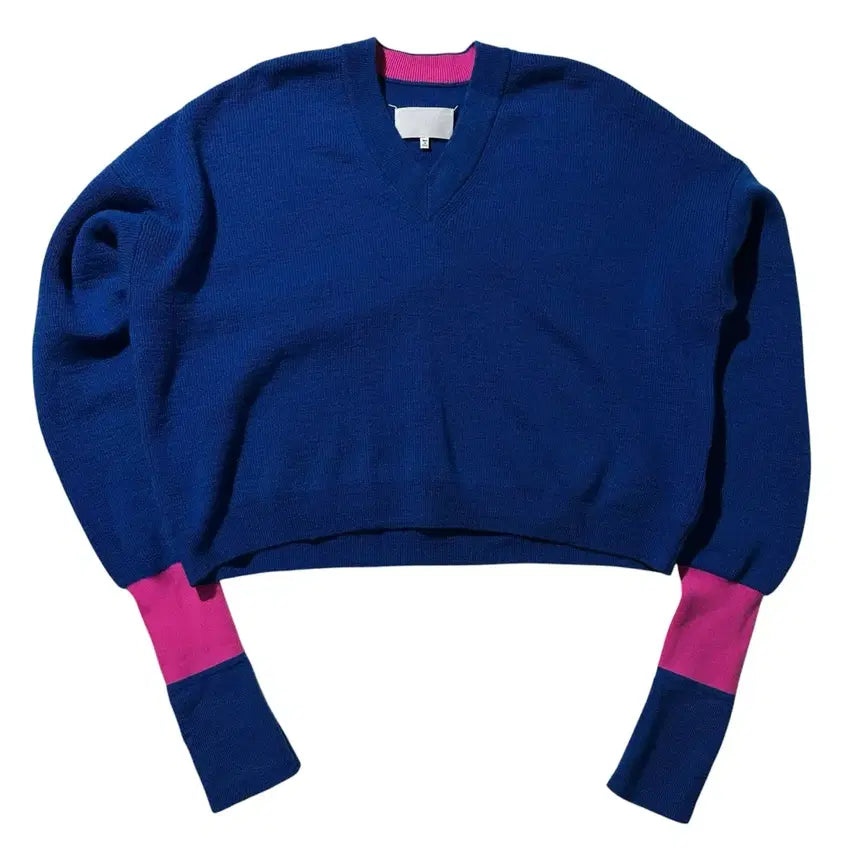 [BUNJANG] Maison Margiela Cropped Rib V-Neck Knit / [여M-L,매장판] 메종 마르지엘라 크롭 립 V넥 니트