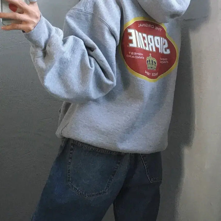 [BUNJANG] Supreme Gray Crown Logo Hoodie / Supreme 슈프림 그레이 컬러 크라운 로고 후드티