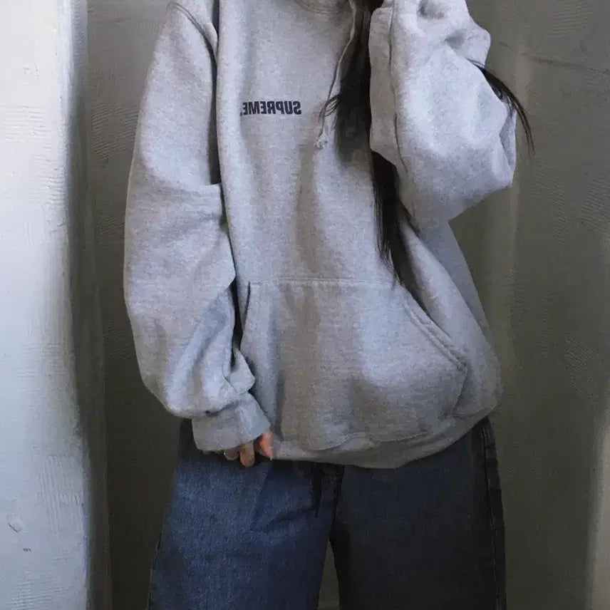 [BUNJANG] Supreme Gray Crown Logo Hoodie / Supreme 슈프림 그레이 컬러 크라운 로고 후드티
