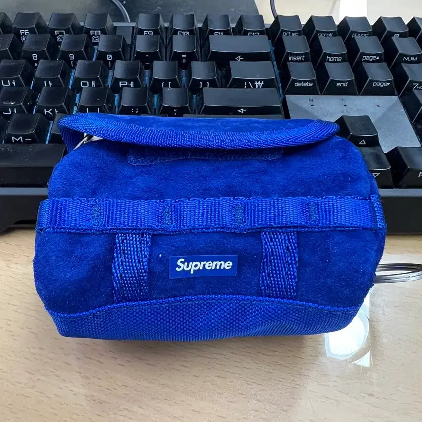 [BUNJANG] The North Face Supreme Suede Keychain Blue / 노스페이스 슈프림 스웨이드 키체인 블루
