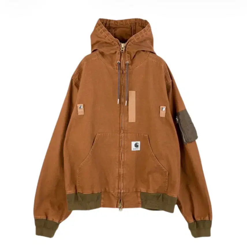 [BUNJANG] Sacai x Carhartt Collaboration Brown Hooded Zip-Up Jacket / [미사용] 사카이 칼하트 브라운 후드 집업 자켓