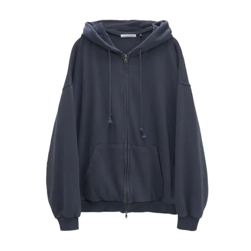 [BUNJANG] Politeu Rare Human Index Rouge Hoodie Washed Blue / (4) 폴리테루 휴먼인덱스 휴먼 루즈드 집 후디 워시드 블루