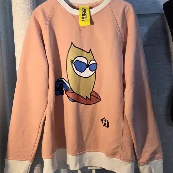 [BUNJANG] Lucky Chouette Pink Sweatshirt T-Shirt / 럭키슈에뜨 핑크색 맨투맨 티셔츠