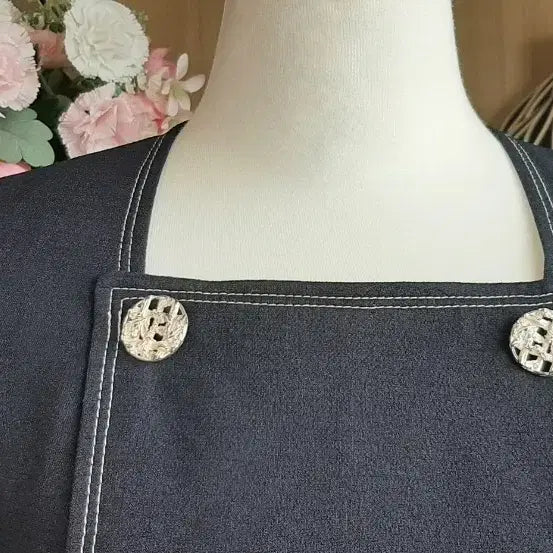 [BUNJANG] Square Neck Button Detail Dress with Belt / 원피스 이뻐요~