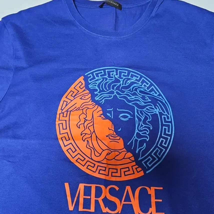 [BUNJANG] Versace Medusa Logo Blue Round Neck T-Shirt / 정품 (105)베르사체 VERSACE  메두사로고 남성 블루 라운드 반팔