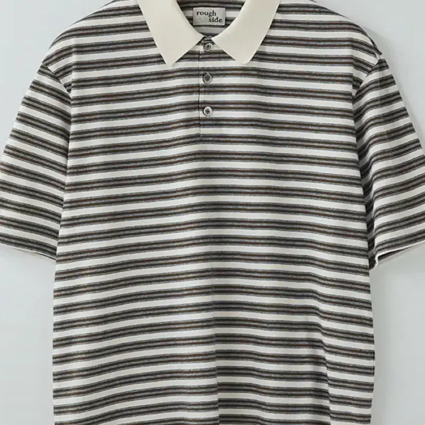 [BUNJANG] Roughside Multi Stripe Polo Shirt Ecru / 러프사이드 멀티 스트라이프 폴로 셔츠 카라티 ecru 에크루
