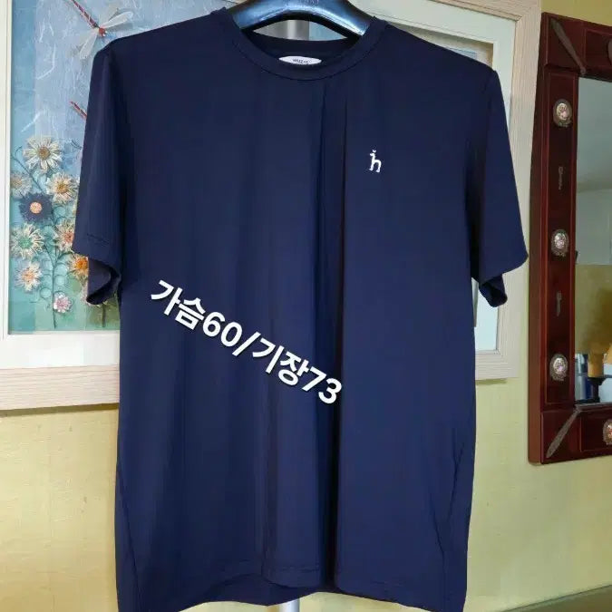 [BUNJANG] Hazzys Round Neck Short Sleeve T-Shirt Navy / 헤지스 라운드반팔티105~110도 가능