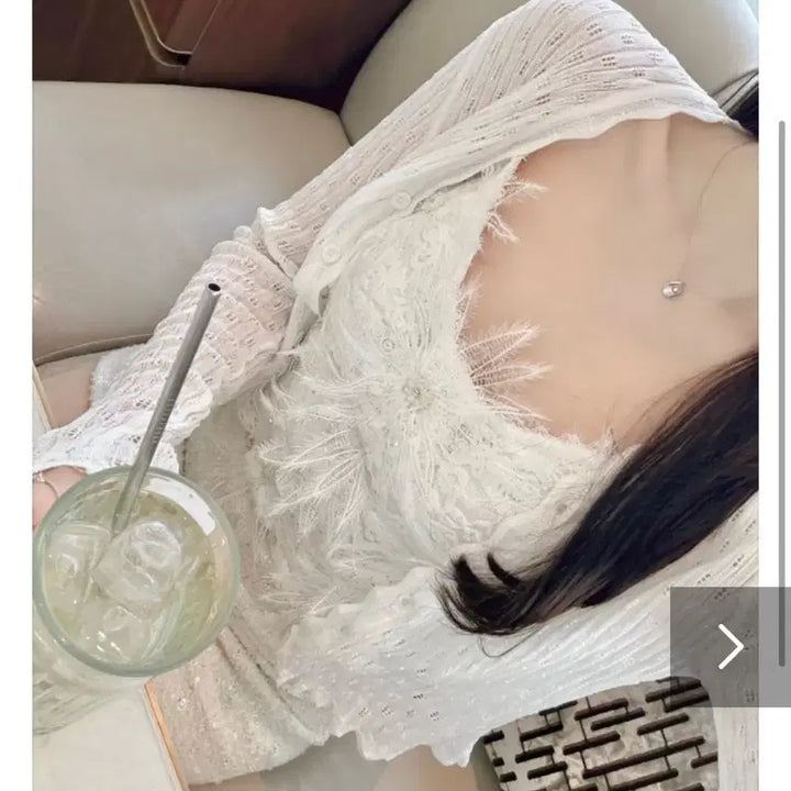 [BUNJANG] Munfever Evelyn Feather Sleeveless Cardigan Set - Ivory / 새상품) 문피버 이브린 페더 나시 가디건 set 아이보리