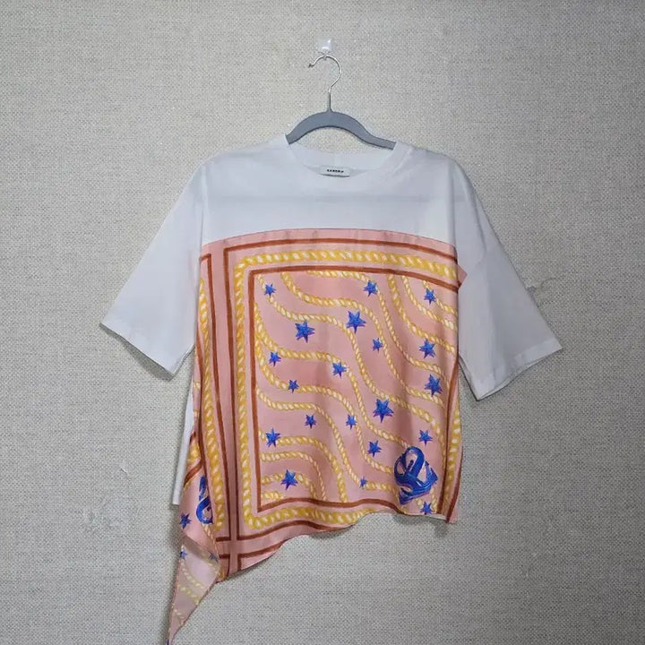 [BUNJANG] Sandro Scarf Print Short Sleeve T-Shirt / SANDRO)산드로 스카프 프린트 반팔티