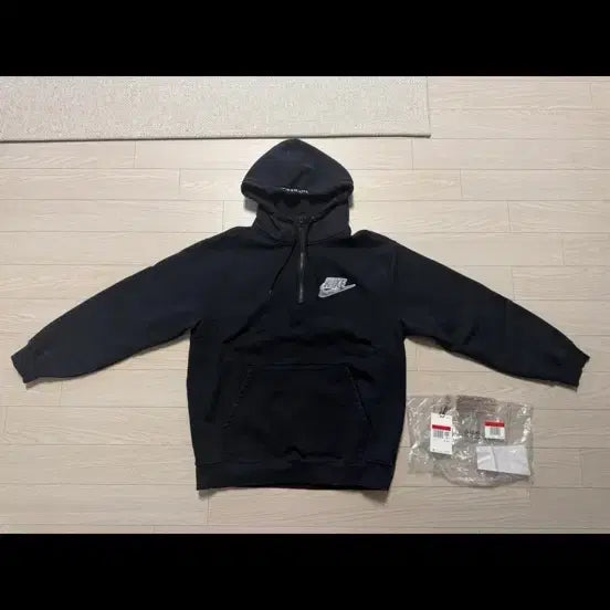 [BUNJANG] Supreme x Nike Half Zip Hooded Sweatshirt Black / 슈프림 x 나이키 하프 집 후드 스웨트셔츠 블랙