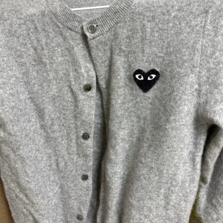[BUNJANG] Comme des Garçons Cardigan Grey Black Emblem L (Women&