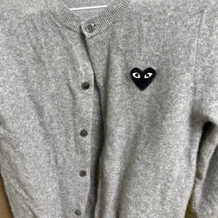 [BUNJANG] Comme des Garçons Cardigan Grey Black Emblem L (Women&