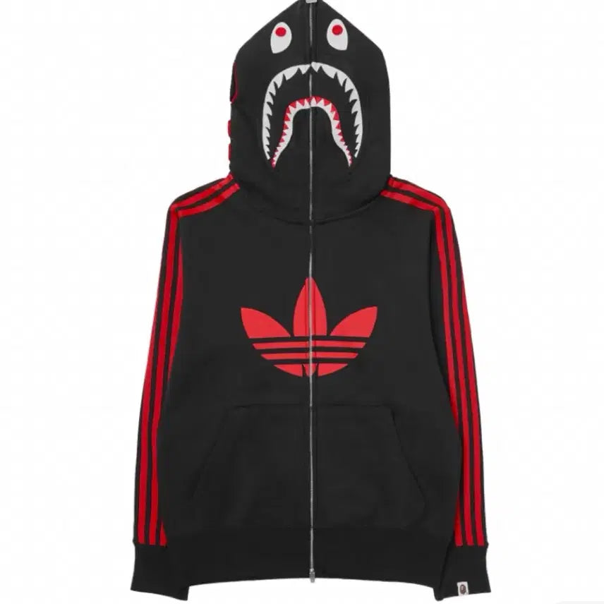 [BUNJANG] Adidas x BAPE Shark Hoodie Black / 아디다스 x 베이프 샤크 후드 블랙