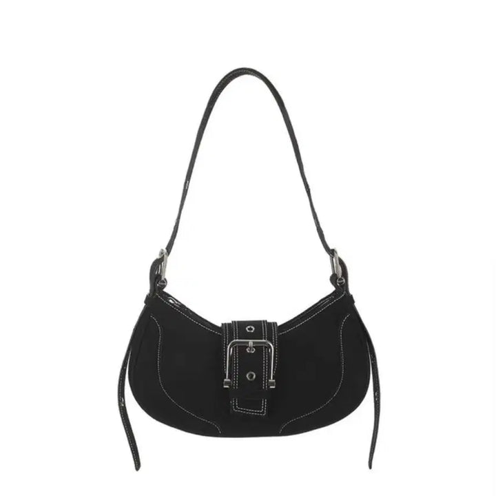 [BUNJANG] OSOI Hobo Brocle Shoulder Bag Denim Black / 오소이 호보 브로클 데님블랙