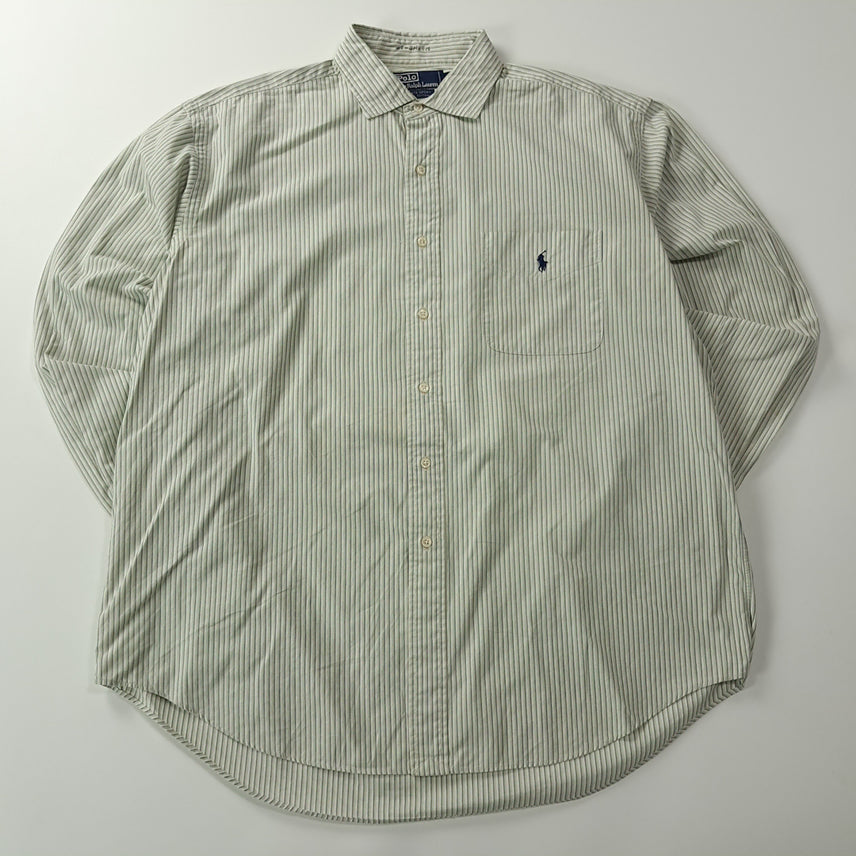 [BUNJANG] Polo Ralph Lauren 90s Green Multi Stripe Cotton Shirt / CK614 XL 폴로 90s 그린 멀티 스트라이프 셔츠 남방