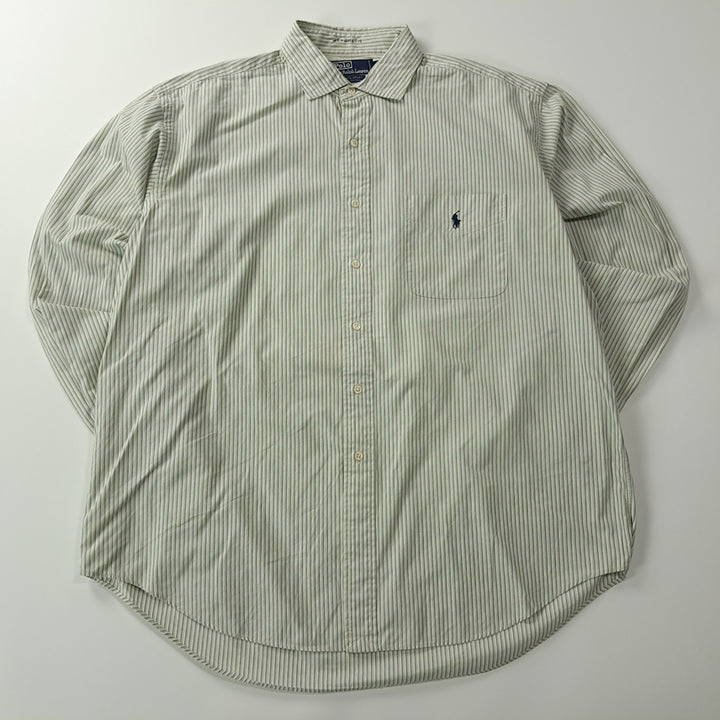 [BUNJANG] Polo Ralph Lauren 90s Green Multi Stripe Cotton Shirt / CK614 XL 폴로 90s 그린 멀티 스트라이프 셔츠 남방
