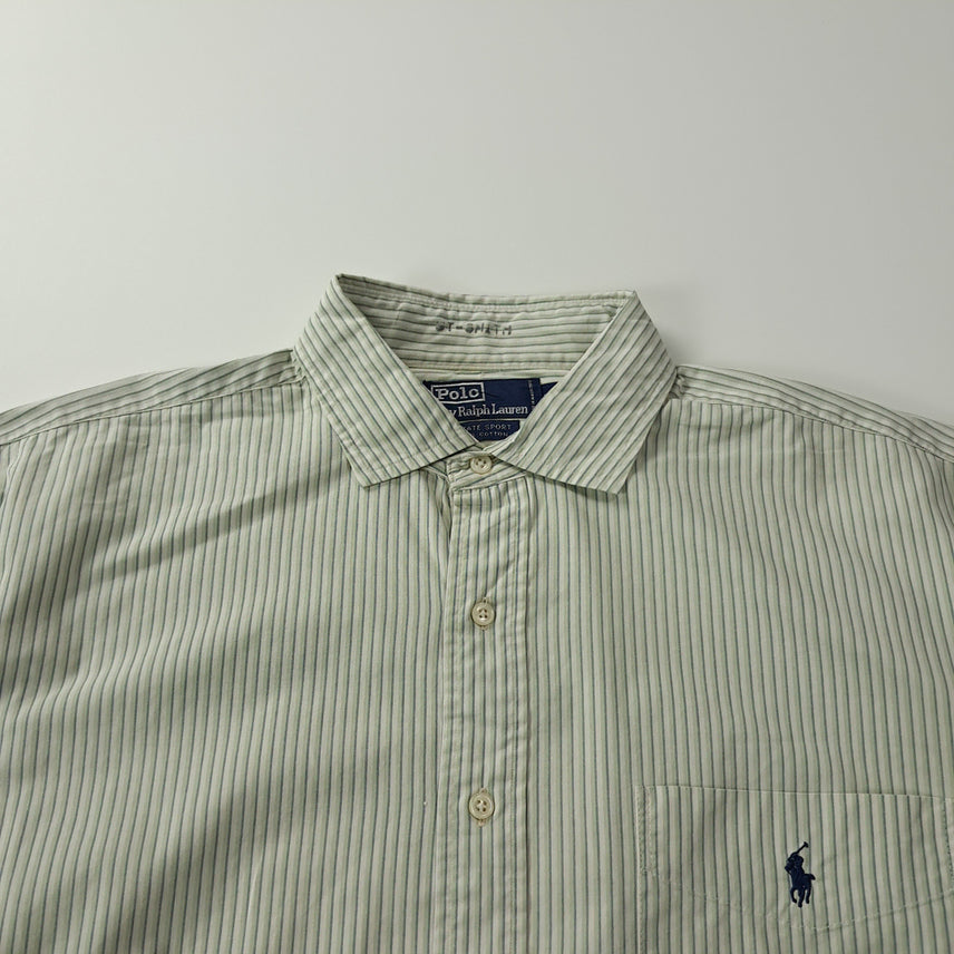 [BUNJANG] Polo Ralph Lauren 90s Green Multi Stripe Cotton Shirt / CK614 XL 폴로 90s 그린 멀티 스트라이프 셔츠 남방