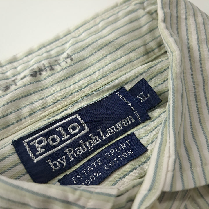 [BUNJANG] Polo Ralph Lauren 90s Green Multi Stripe Cotton Shirt / CK614 XL 폴로 90s 그린 멀티 스트라이프 셔츠 남방
