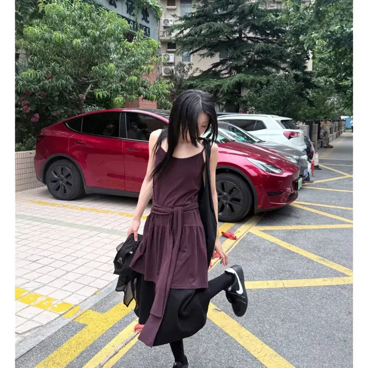 [BUNJANG] Woohwa Soft Ribbon Slip Dress / 우화 소프트 리본 슬립 원피스 SOFT RIBBON SLIP OPS