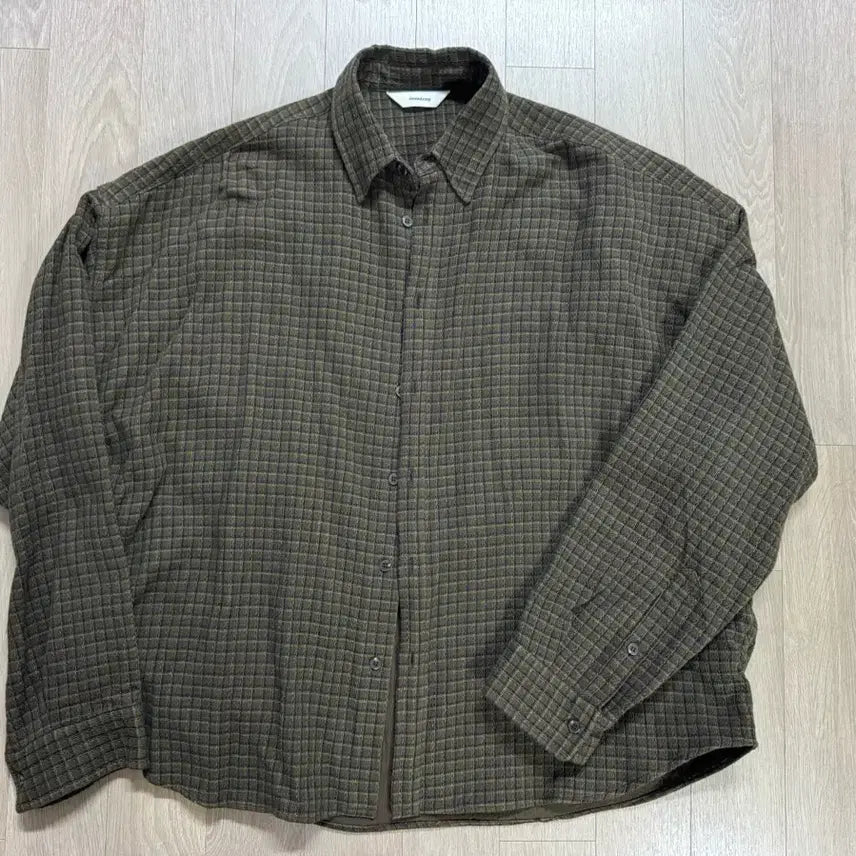 [BUNJANG] Nonnode Brown Cropped Flexible String Check Shirt / [2] 논노드 크롭 플렉시블 스트링 체크 셔츠 브라운