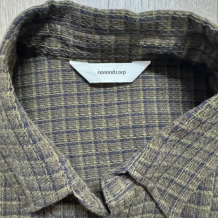 [BUNJANG] Nonnode Brown Cropped Flexible String Check Shirt / [2] 논노드 크롭 플렉시블 스트링 체크 셔츠 브라운