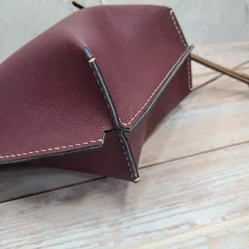 [BUNJANG] Handmade Burgundy Leather Crossbody Tote Bag / 버건디 가죽 크로스백 토트백 수제장인 작품딥그린 새것