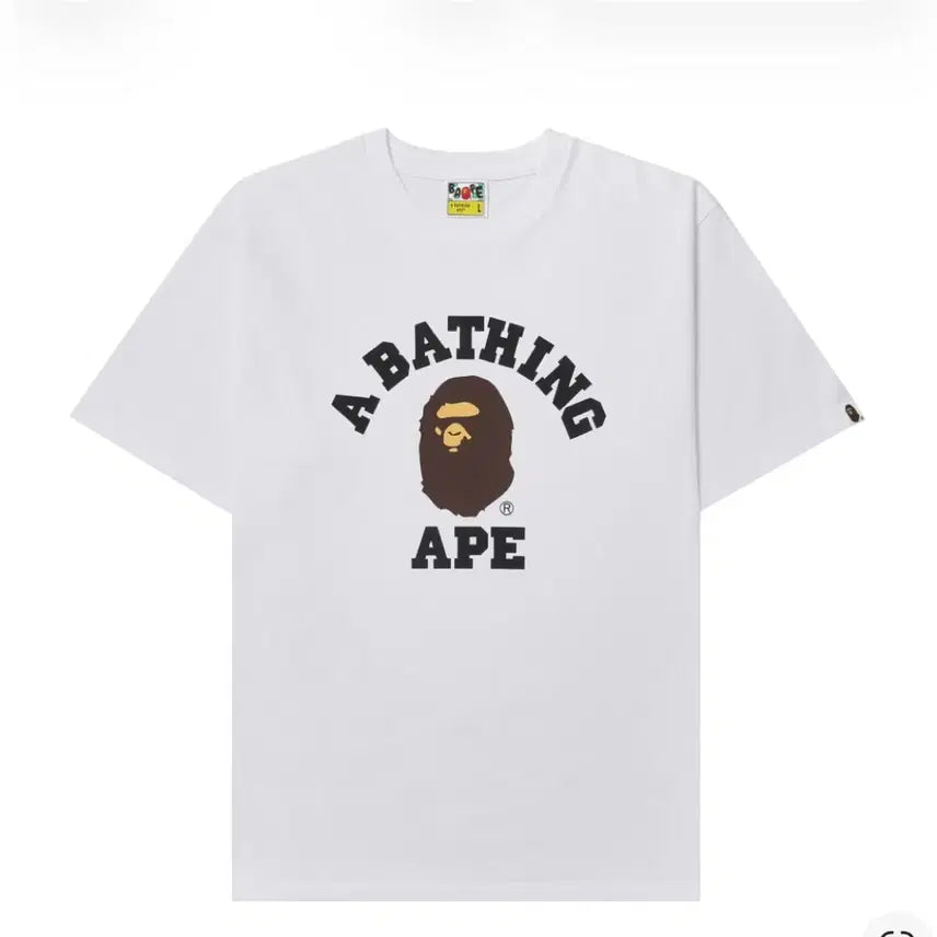[BUNJANG] BAPE College Short Sleeve T-Shirt White / 베이프 컬리지 반팔 티셔츠 화이트