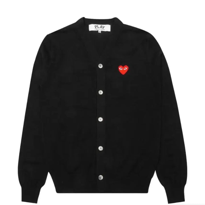 [BUNJANG] Comme des Garçons Play Red Heart Knit Cardigan Black L / 플레이 꼼데가르송 레드 하트 니트 가디건 블랙 L
