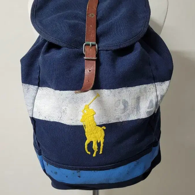 [BUNJANG] Polo Ralph Lauren 90s Archive Canvas Rucksack Double Prong Buckle Aged Leather / 폴로랄프로렌 대장급 90&